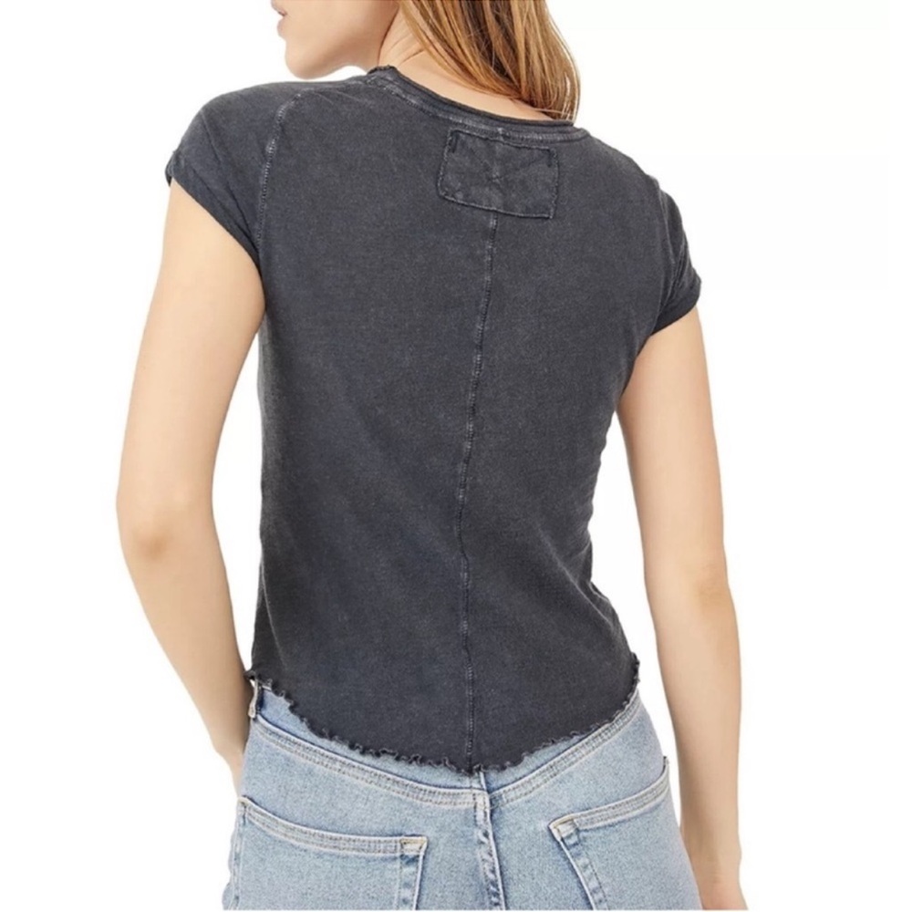 Free People We The Free Be My Baby Short Sleeve T-Shirt Washed Black XL NWT - Picture 2 of 2